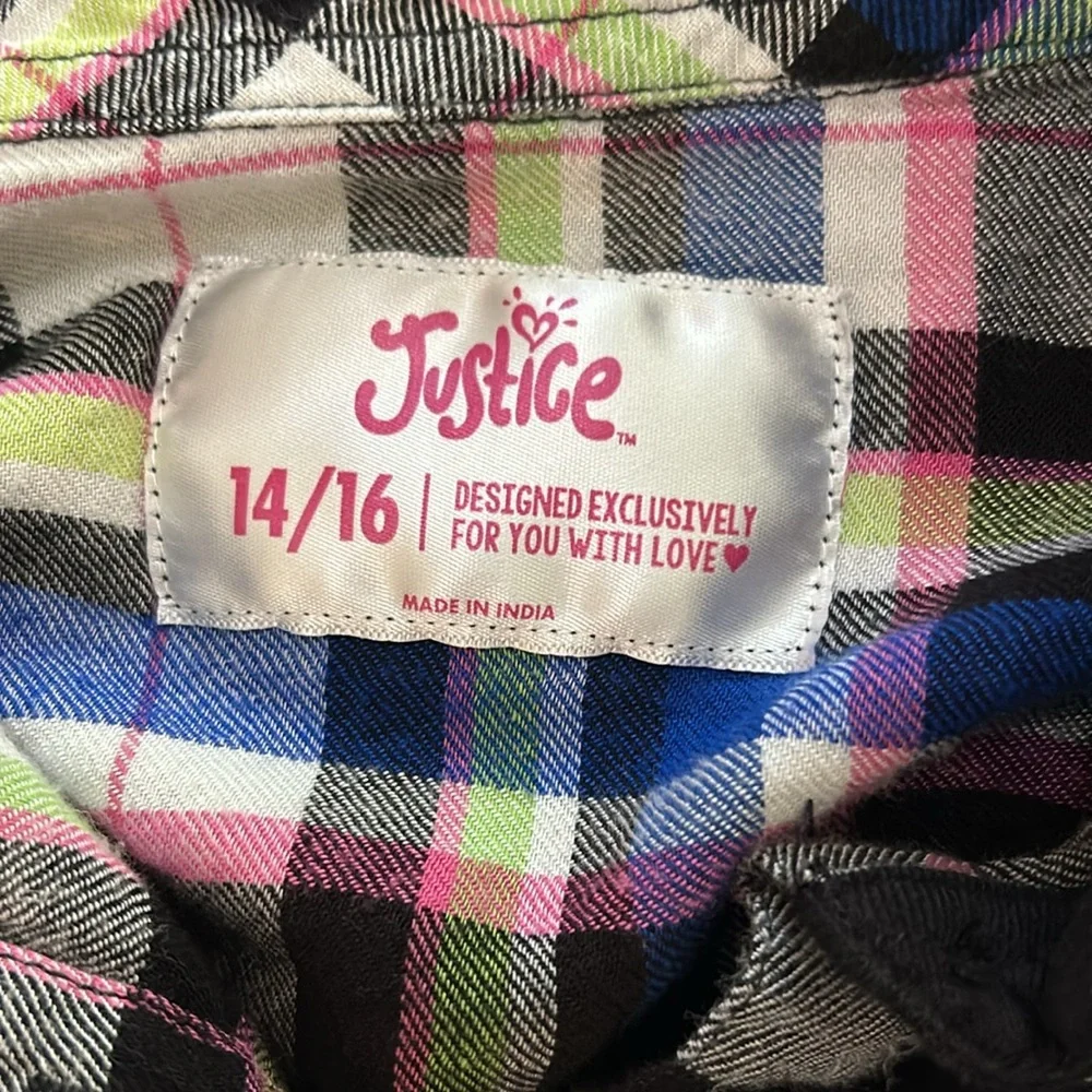 Justice Plaid Top